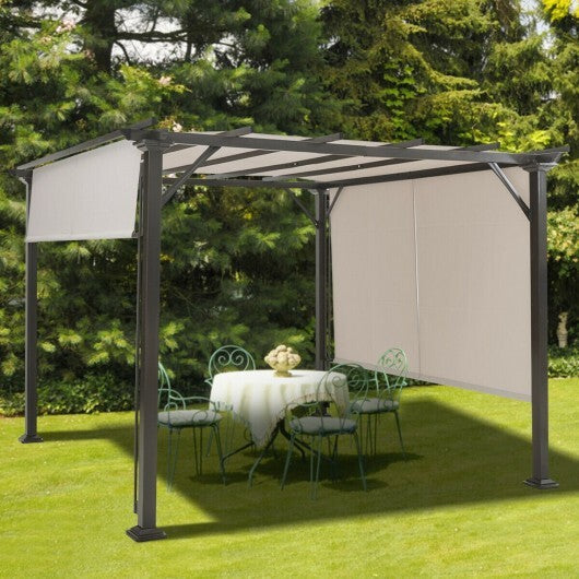 10 x 10 Feet Metal Frame Patio Furniture Shelter-Beige LuxuryLifeWay Online Store