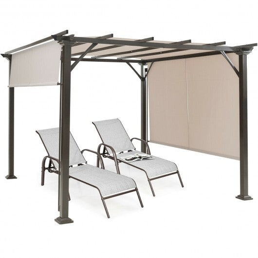 10 x 10 Feet Metal Frame Patio Furniture Shelter-Beige LuxuryLifeWay Online Store