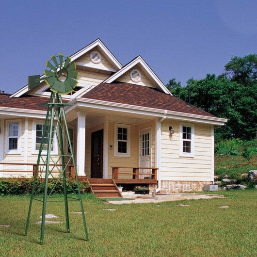 8 Feet Windmill Metal Ornamental Wind Wheel Weather Resistant-Green - Color: Green LuxuryLifeWay Online Store