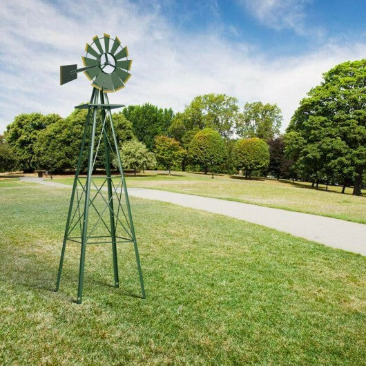 8 Feet Windmill Metal Ornamental Wind Wheel Weather Resistant-Green - Color: Green LuxuryLifeWay Online Store