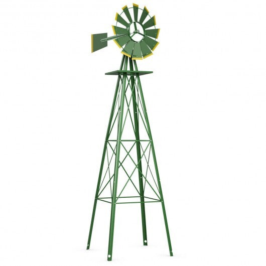 8 Feet Windmill Metal Ornamental Wind Wheel Weather Resistant-Green - Color: Green LuxuryLifeWay Online Store