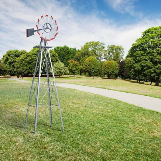 8 Feet Windmill Metal Ornamental Wind Wheel Weather Resistant-Gray LuxuryLifeWay Online Store