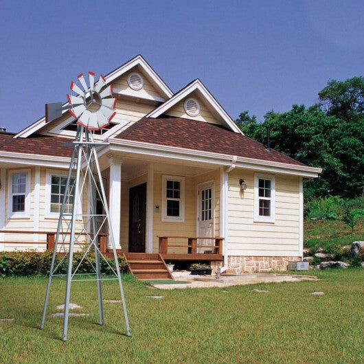 8 Feet Windmill Metal Ornamental Wind Wheel Weather Resistant-Gray LuxuryLifeWay Online Store