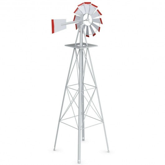 8 Feet Windmill Metal Ornamental Wind Wheel Weather Resistant-Gray LuxuryLifeWay Online Store