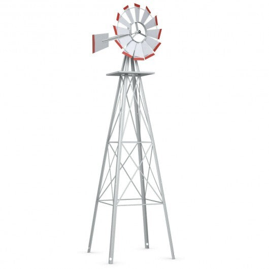 8 Feet Windmill Metal Ornamental Wind Wheel Weather Resistant-Gray LuxuryLifeWay Online Store