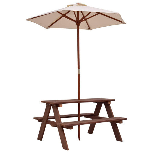 4 Seat Kids Picnic Table with Umbrella-Multicolor LuxuryLifeWay Online Store