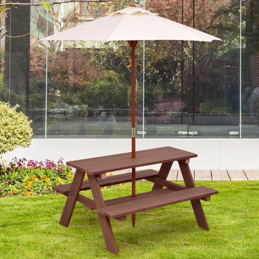 4 Seat Kids Picnic Table with Umbrella-Multicolor LuxuryLifeWay Online Store