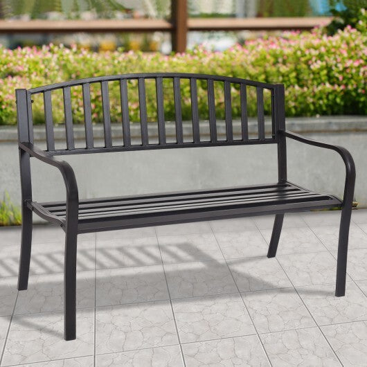 50 Inch Patio Garden Bench Loveseats for Outdoor - Color: Black LuxuryLifeWay Online Store