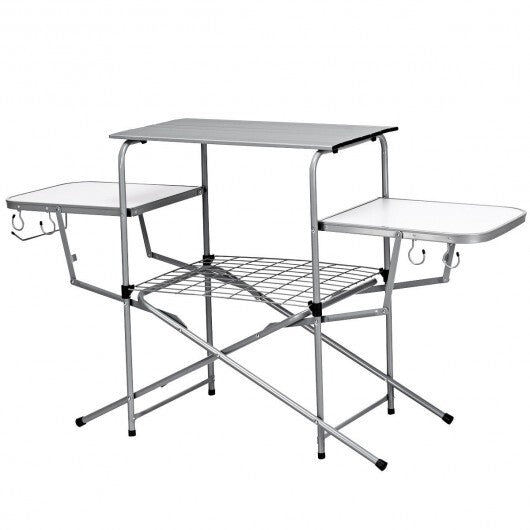 Foldable Outdoor BBQ Table Grilling Stand - Color: Silver LuxuryLifeWay Online Store