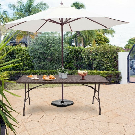 6 Feet Folding Portable Rattan Table with Carrying Handle LuxuryLifeWay Online Store