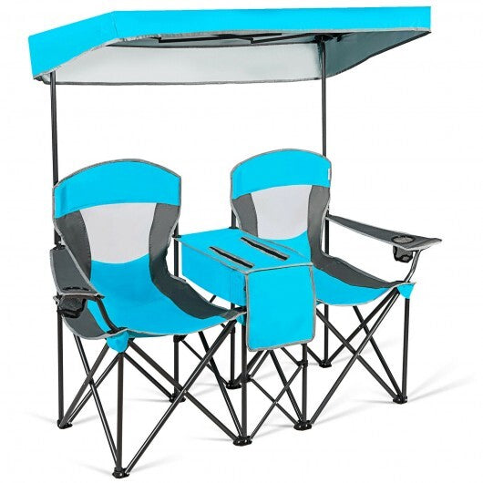Portable Folding Camping Canopy Chairs with Cup Holder-Blue LuxuryLifeWay Online Store