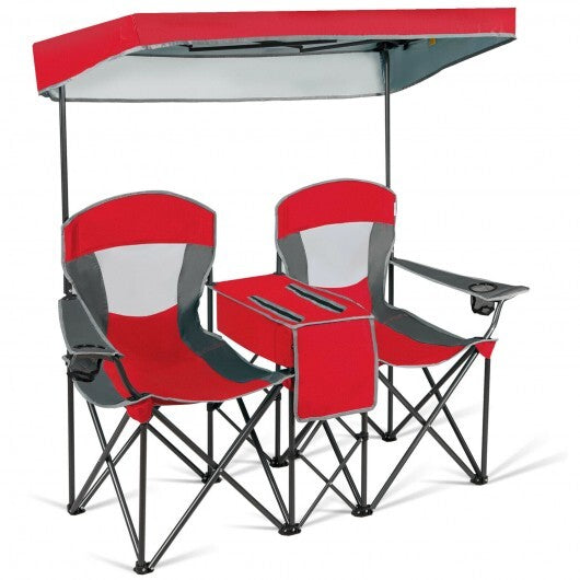 Portable Folding Camping Canopy Chairs with Cup Holder-Red - Color: Red LuxuryLifeWay Online Store