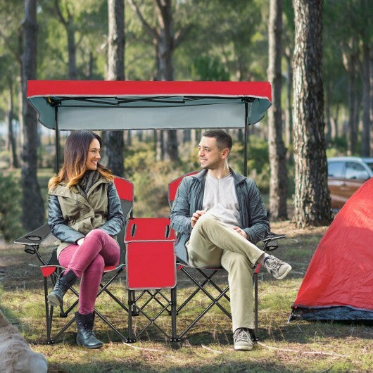 Portable Folding Camping Canopy Chairs with Cup Holder-Red - Color: Red LuxuryLifeWay Online Store