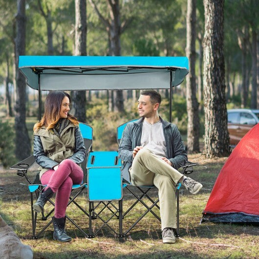 Portable Folding Camping Canopy Chairs with Cup Holder-Blue LuxuryLifeWay Online Store
