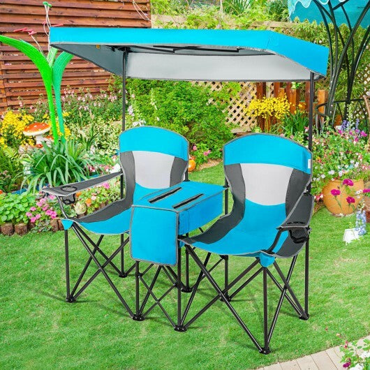 Portable Folding Camping Canopy Chairs with Cup Holder-Blue LuxuryLifeWay Online Store