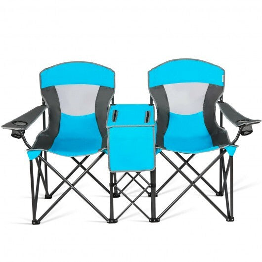Portable Folding Camping Canopy Chairs with Cup Holder-Blue LuxuryLifeWay Online Store