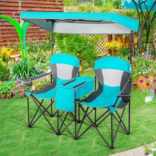Portable Folding Camping Canopy Chairs with Cup Holder-Blue LuxuryLifeWay Online Store
