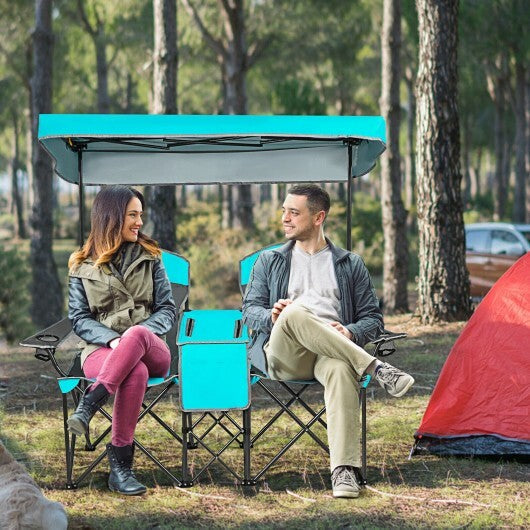 Portable Folding Camping Canopy Chairs with Cup Holder-Blue LuxuryLifeWay Online Store