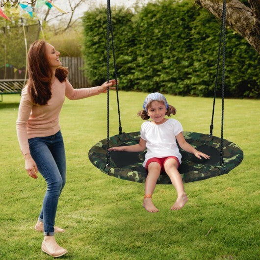 40 Inch Flying Saucer Tree Swing Outdoor Play Set with Adjustable Ropes Gift for Kids - Color: Camouflage LuxuryLifeWay Online Store