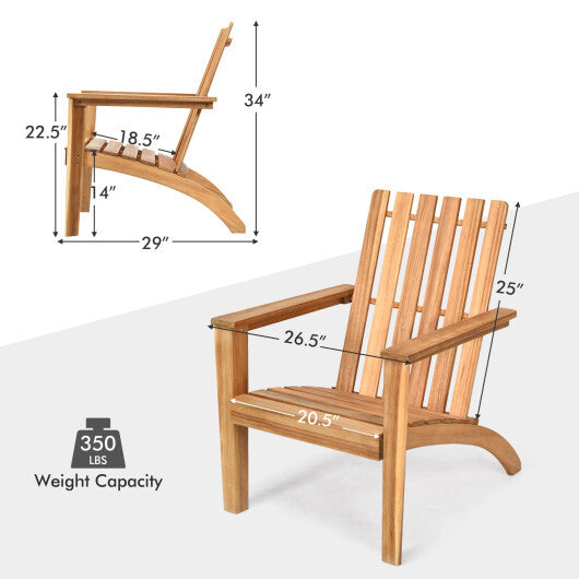 Outdoor Durable Patio Acacia Wood Adirondack Lounge Armchair-Natural - Color: Natural LuxuryLifeWay Online Store