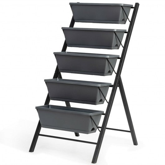 5-Tier Raised Garden Bed with Water Drainage for Flowers Vegetables - Color: Black LuxuryLifeWay Online Store