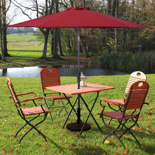 9FT Patio Solar Umbrella LED Patio Market Steel Tilt W/ Crank Outdoor New-Tan LuxuryLifeWay Online Store
