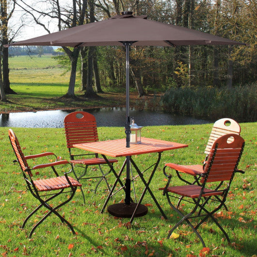 9FT Patio Solar Umbrella LED Patio Market Steel Tilt W/ Crank Outdoor New-Tan LuxuryLifeWay Online Store