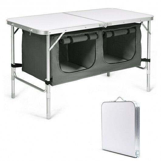 Height Adjustable Folding Camping  Table-Gray - Color: Gray LuxuryLifeWay Online Store
