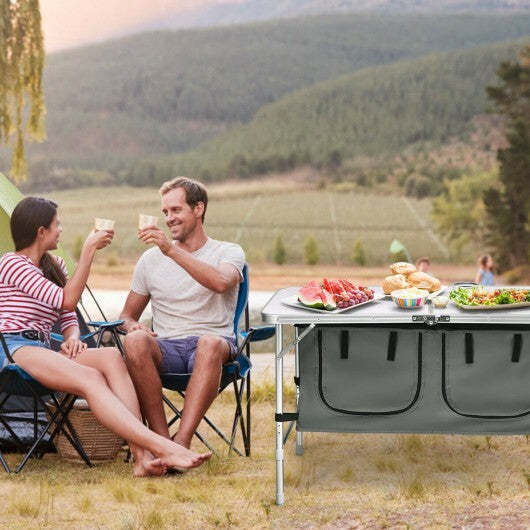 Height Adjustable Folding Camping  Table-Gray - Color: Gray LuxuryLifeWay Online Store
