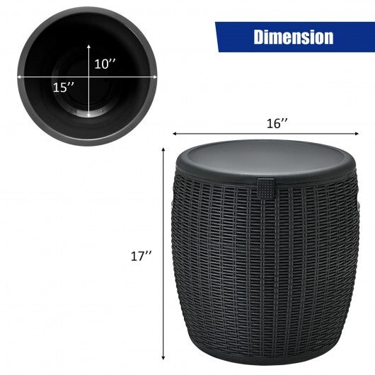 9.5 Gallon 4-in-1 Patio Rattan Cool Bar Cocktail Table Side Table-Black LuxuryLifeWay Online Store