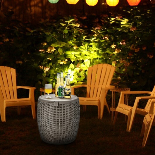 9.5 Gallon 4-in-1 Patio Rattan Cool Bar Cocktail Table Side Table-Brown - Color: Brown LuxuryLifeWay Online Store