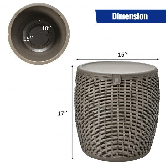 9.5 Gallon 4-in-1 Patio Rattan Cool Bar Cocktail Table Side Table-Brown - Color: Brown LuxuryLifeWay Online Store