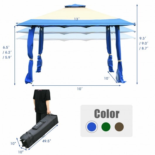 13 Feet x 13 Feet Pop Up Canopy Tent Instant Outdoor Folding Canopy Shelter-Blue LuxuryLifeWay Online Store