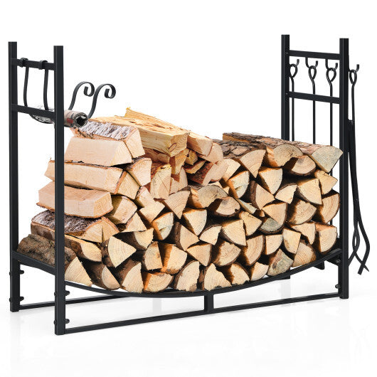30 Inch Firewood Rack with 4 Tool Set Kindling Holders for Indoor and Outdoor LuxuryLifeWay Online Store