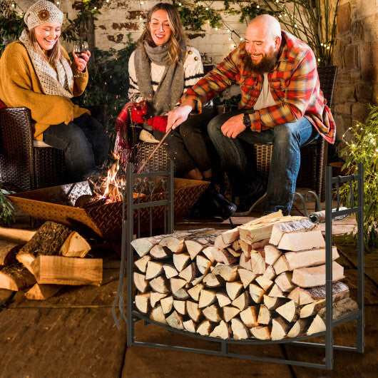 30 Inch Firewood Rack with 4 Tool Set Kindling Holders for Indoor and Outdoor LuxuryLifeWay Online Store