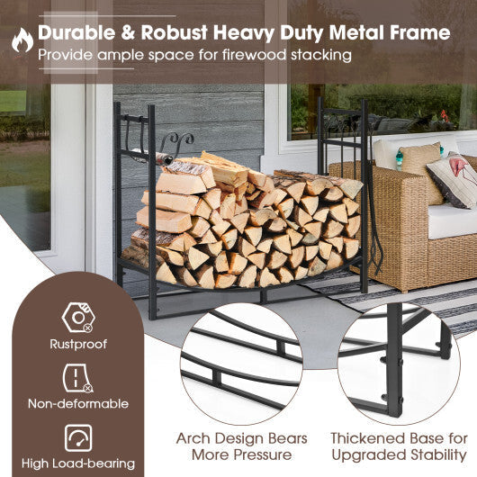 30 Inch Firewood Rack with 4 Tool Set Kindling Holders for Indoor and Outdoor LuxuryLifeWay Online Store