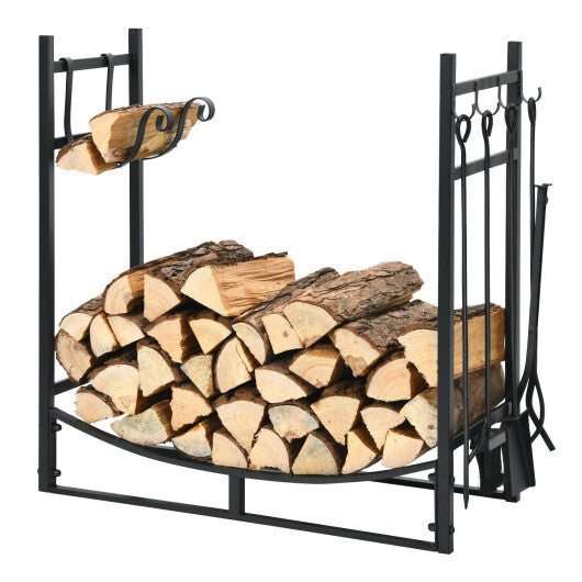 30 Inch Firewood Rack with 4 Tool Set Kindling Holders for Indoor and Outdoor LuxuryLifeWay Online Store