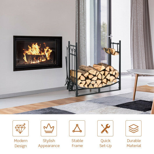 30 Inch Firewood Rack with 4 Tool Set Kindling Holders for Indoor and Outdoor LuxuryLifeWay Online Store