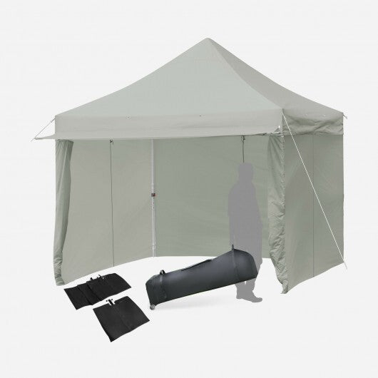10 x 10 Feet Pop-up Gazebo with 5 Removable Zippered Sidewalls and Extended Awning-Blue LuxuryLifeWay Online Store