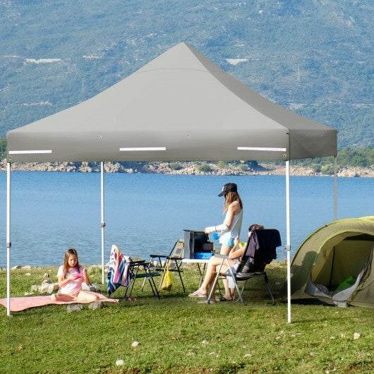10 x 10 Feet Pop-up Gazebo with 5 Removable Zippered Sidewalls and Extended Awning-Blue LuxuryLifeWay Online Store