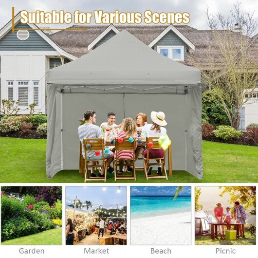 10 x 10 Feet Pop-up Gazebo with 5 Removable Zippered Sidewalls and Extended Awning-Blue LuxuryLifeWay Online Store