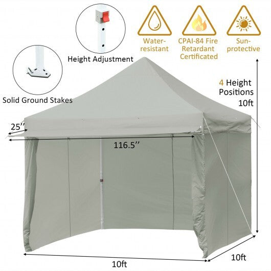 10 x 10 Feet Pop-up Gazebo with 5 Removable Zippered Sidewalls and Extended Awning-Blue LuxuryLifeWay Online Store