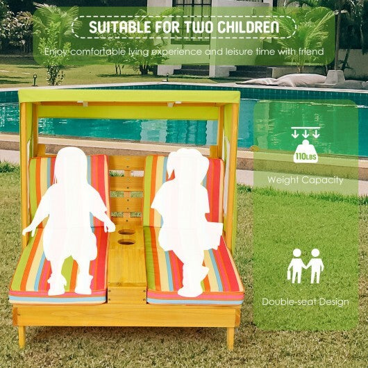 Kids Patio Lounge Chair with Cup Holders and Awning-Multicolor - Color: Multicolor LuxuryLifeWay Online Store