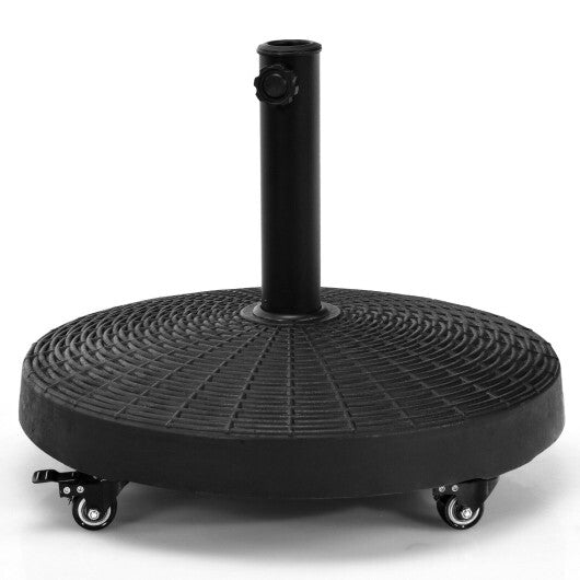 50 LBS Patio Wicker Style Resin Umbrella Base Stand Heavy Duty with Wheels - Color: Black LuxuryLifeWay Online Store