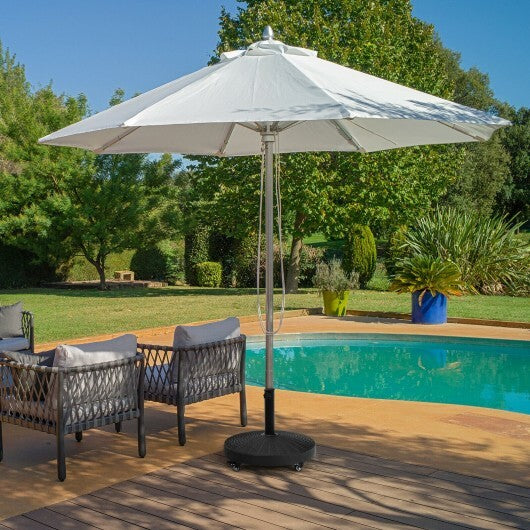 50 LBS Patio Wicker Style Resin Umbrella Base Stand Heavy Duty with Wheels - Color: Black LuxuryLifeWay Online Store
