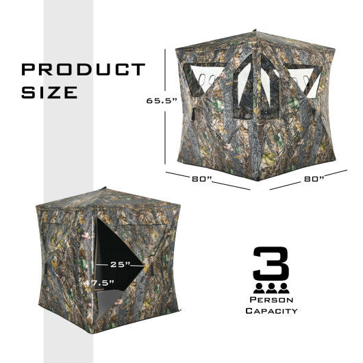 3 Person Portable Pop-Up Ground Tent with Gun Ports and Carrying Bag LuxuryLifeWay Online Store