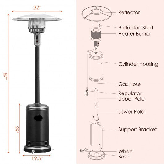 Garden Propane Standing LP Gas Steel Accessories Heater-Silver LuxuryLifeWay Online Store