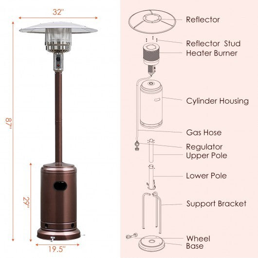 Garden Propane Standing LP Gas Steel Accessories Heater-Silver LuxuryLifeWay Online Store