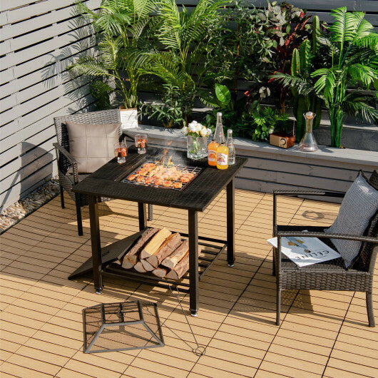 31 Inch Outdoor Fire Pit Dining Table with Cooking BBQ Grate LuxuryLifeWay Online Store