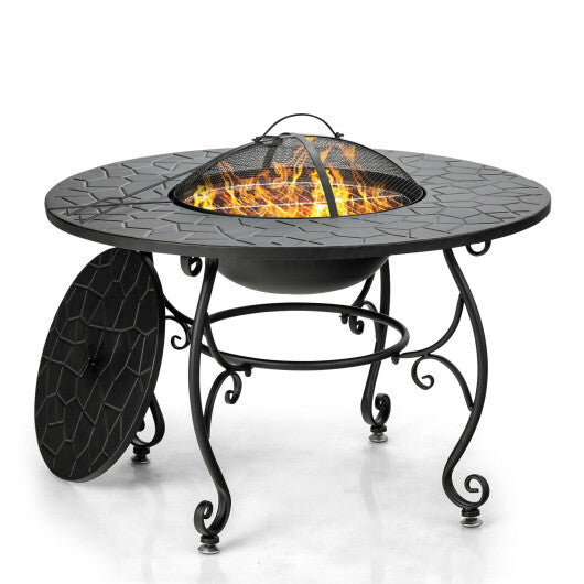 35.5 Feet Patio Fire Pit Dining Table With Cooking BBQ Grate LuxuryLifeWay Online Store